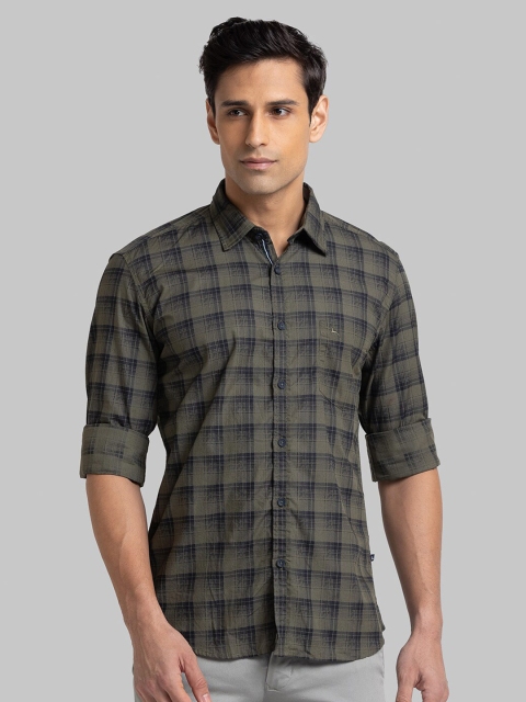 

Parx Men Green Slim Fit Tartan Checks Checked Casual Shirt