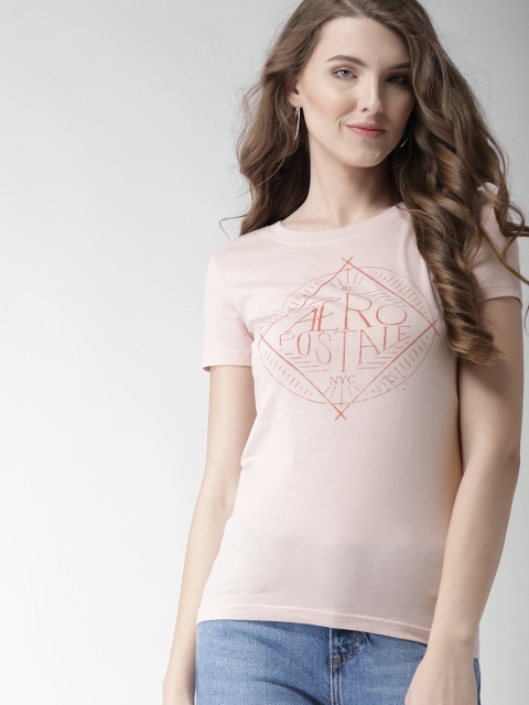 

Aeropostale Women Pink Printed Round Neck T-shirt