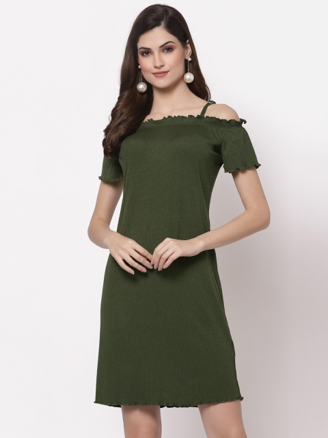 

ASEELO Olive Green A-Line Dress
