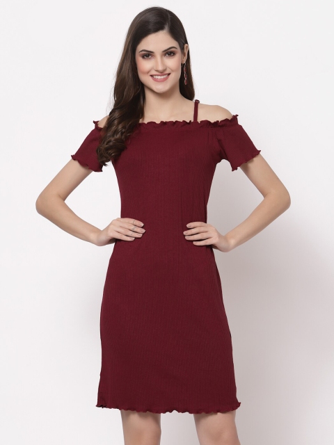 

ASEELO Maroon Sheath Dress