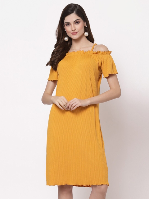 

ASEELO Mustard Yellow A-Line Dress