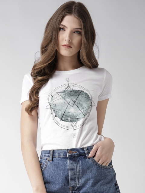 

Aeropostale Women White Printed Round Neck T-shirt