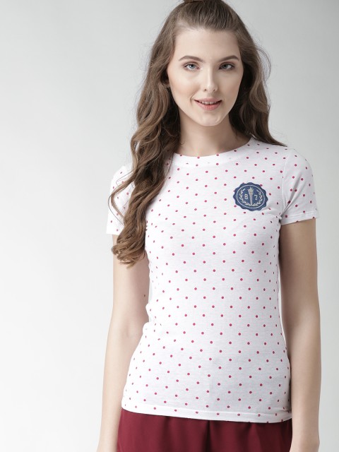 

Aeropostale Women White Printed Round Neck T-shirt