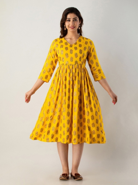 

misbis Yellow Floral Maternity Midi Dress