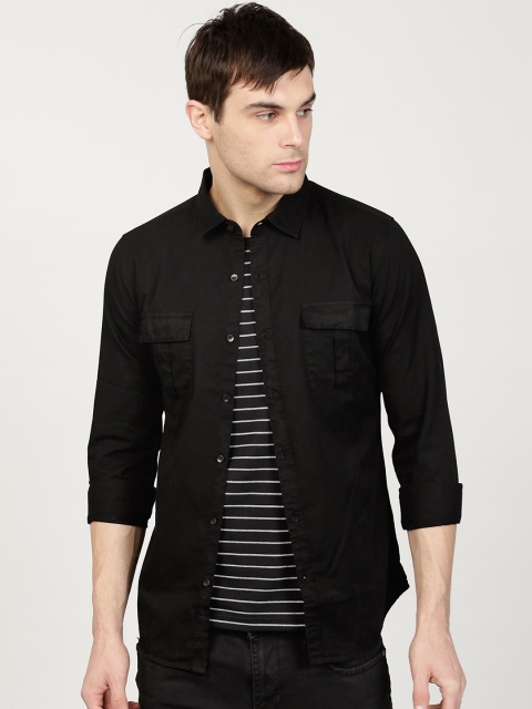 

ether Men Black Solid Slim Fit Casual Shirt