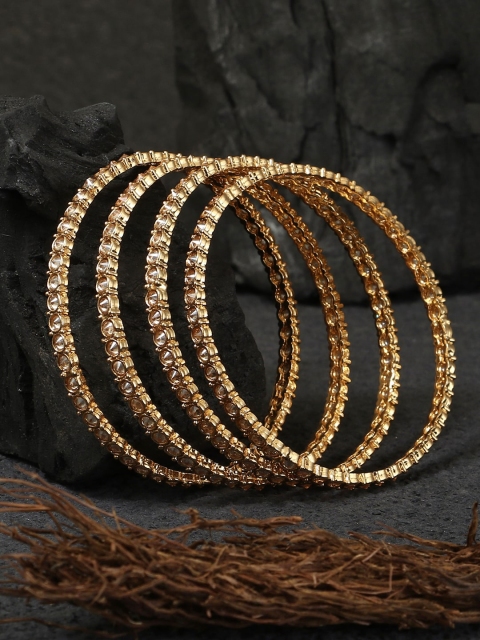 

Adwitiya Set of 4 Gold-Plated Stone-Studded Bangles