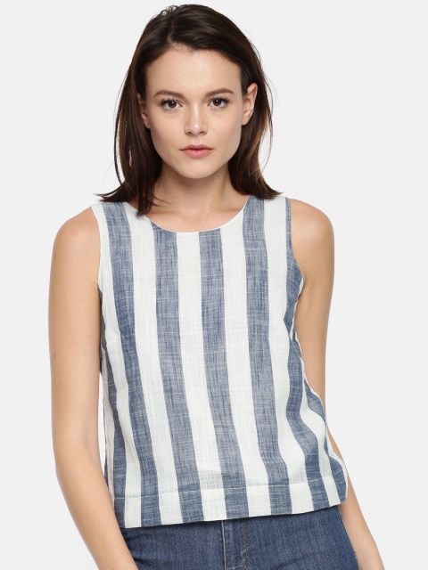 

Vero Moda Women White Striped Boxy Top