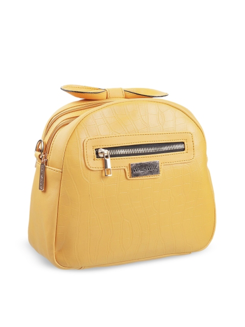 

WALKWAY by Metro Yellow Textured Structured Hobo Bag