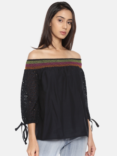 

Vero Moda Women Black Solid Bardot Top