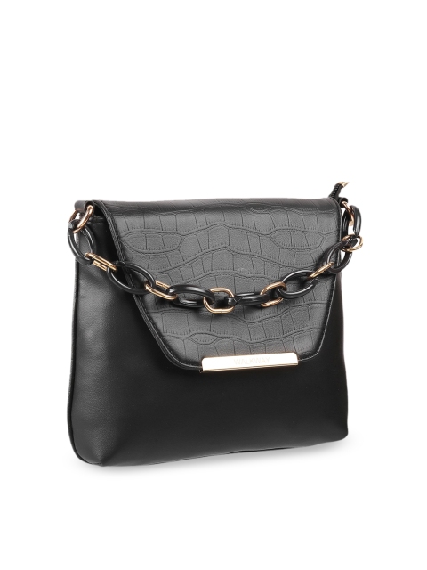 

WALKWAY by Metro Black Structured Handheld Bag with Fringed