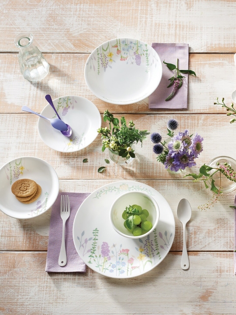 

Corelle White & Purple 10 Pieces Floral Printed Glossy Dinner Set