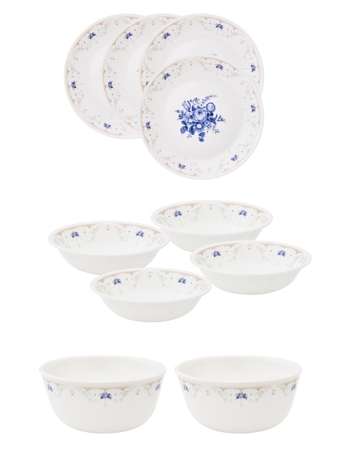 

Corelle White & Blue 10 Pieces Floral Printed Glossy Dinner Set