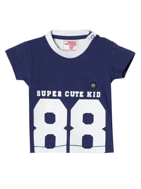 

UNDER FOURTEEN ONLY Boys Navy Blue Varsity Printed Applique T-shirt