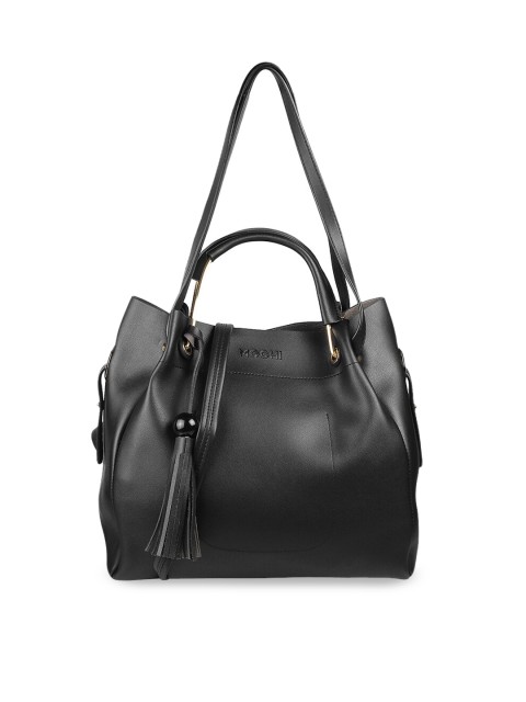 

Mochi Black Shopper Handheld Bag with Tasselled