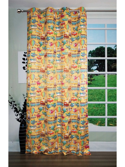 

Lushomes Yellow & Blue Quirky Black Out Long Door Curtain