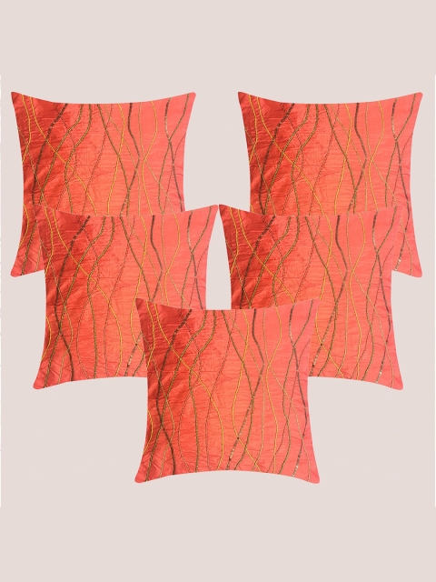 

Molcha Orange Set of 5 Abstract Square Cushion Covers