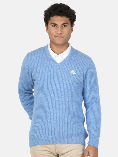 

Monte Carlo Men Blue Solid V Neck Pullover