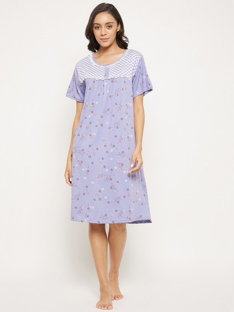 

Camey PurpleWomen Printed Nightdress, Purple
