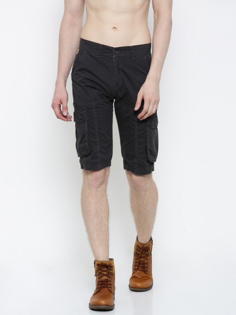 

Sports52 wear Men Charcoal Grey Solid Regular Fit Cargo Shorts