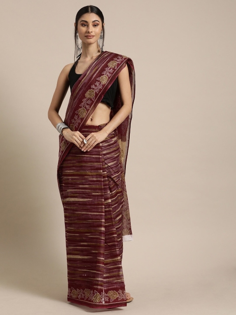 

Mitera Maroon & Beige Abstract Printed Cotton Patola Saree