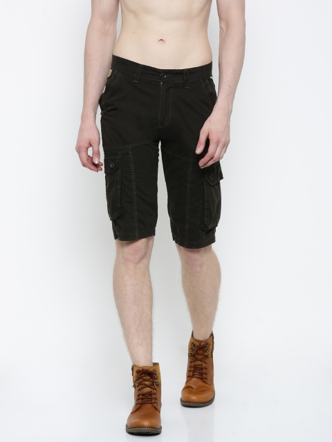 

Sports52 wear Men Olive Green Solid Regular Fit Cargo Shorts