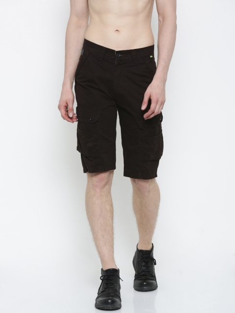 

Sports52 wear Men Coffee Brown Solid Regular Fit Cargo Shorts