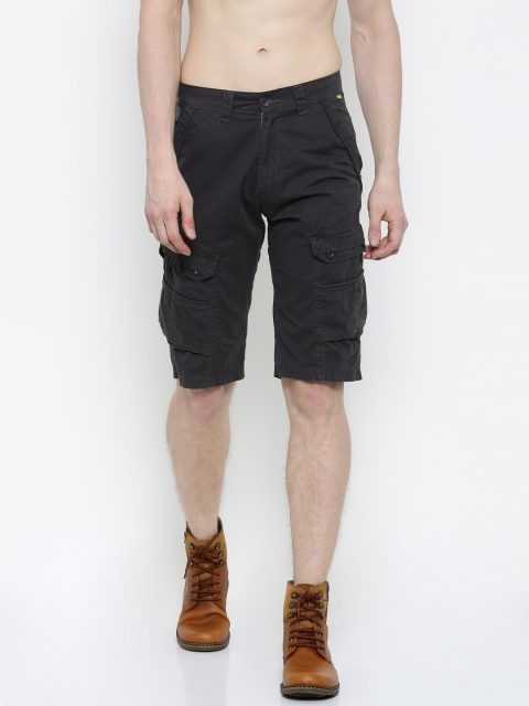 

Sports52 wear Men Grey Solid Regular Fit Cargo Shorts