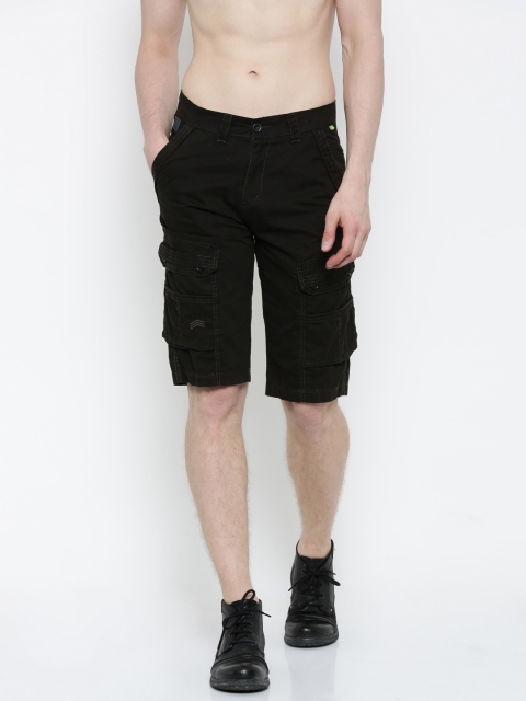 

Sports52 wear Men Olive Green Solid Regular Fit Cargo Shorts