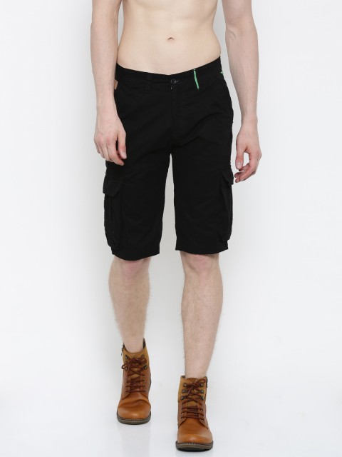

Sports52 wear Men Black Solid Regular Fit Cargo Shorts