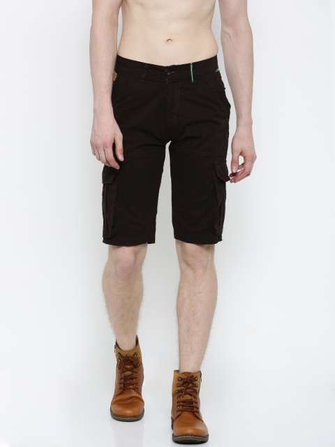 

Sports52 wear Men Brown Solid Regular Fit Cargo Shorts