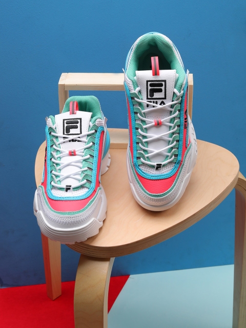 

FILA Women White Colourblocked DISRUPTOR II EXP PU Sneakers