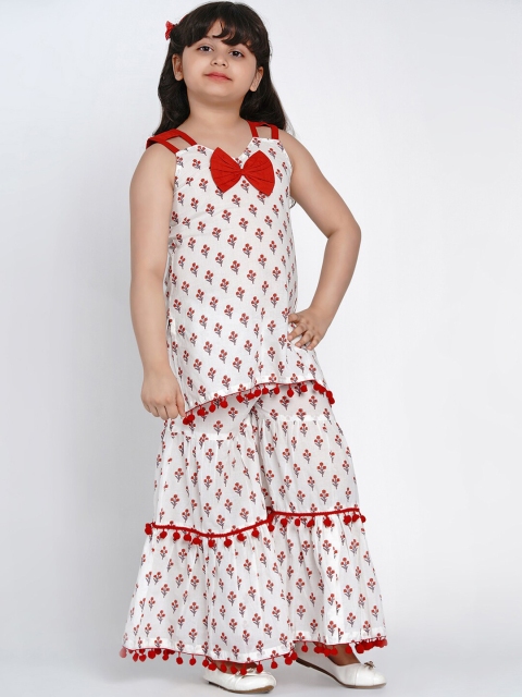 

Bitiya by Bhama Girls Off White Ethnic Motifs Printed Kurta with Palazzos