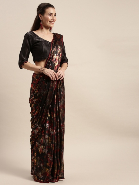 

Amrutam Fab Black & Red Floral Saree