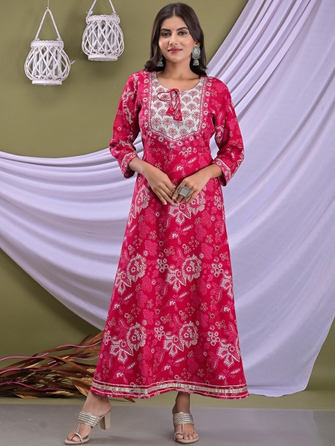 

EtnicaWear Womens Pink Floral Printed Kurti