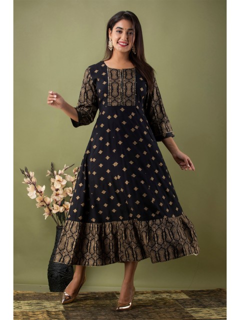 

EtnicaWear Black Ethnic Motifs Printed Kurti