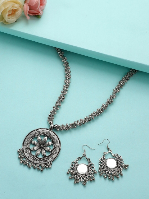 

CARDINAL Women Silver Mirror Stud Jewellery Set