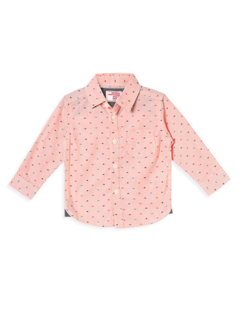 

UNDER FOURTEEN ONLY Boys Orange Printed Casual Shirt