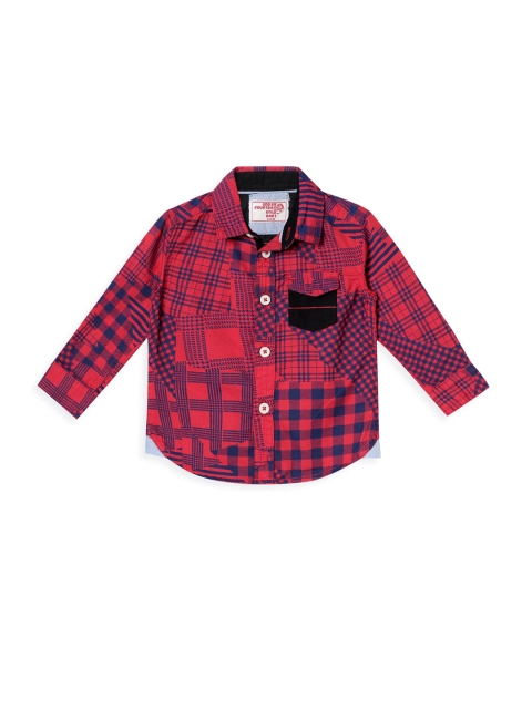 

UNDER FOURTEEN ONLY Boys Red Checked Casual Shirt