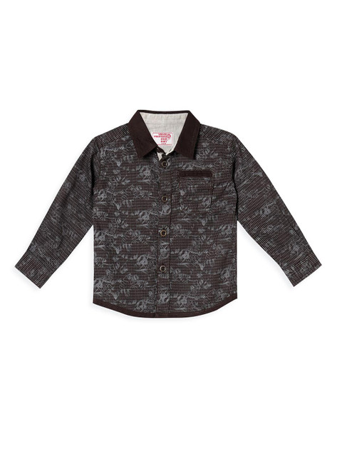 

UNDER FOURTEEN ONLY Boys Brown Printed Casual Shirt