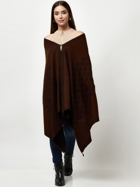 

Knitstudio Women Brown Solid Knitted Shawl
