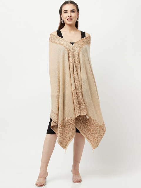 

Knitstudio Women Cream Coloured Printed Knitted Shawl