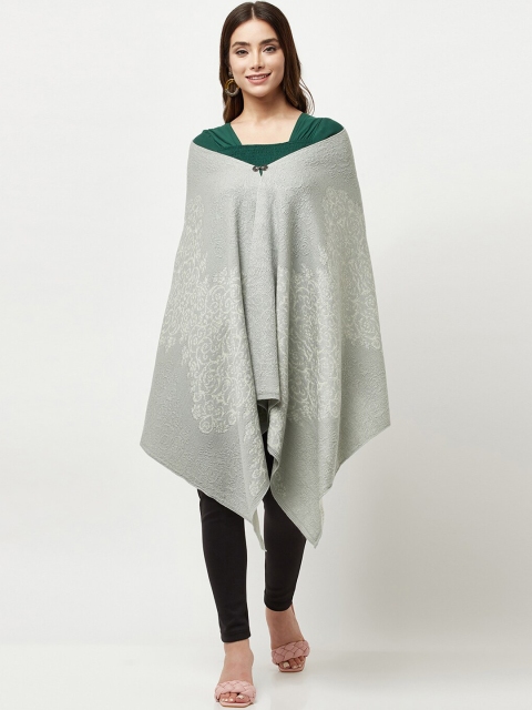 

Knitstudio Women Grey Woven Design Shawl