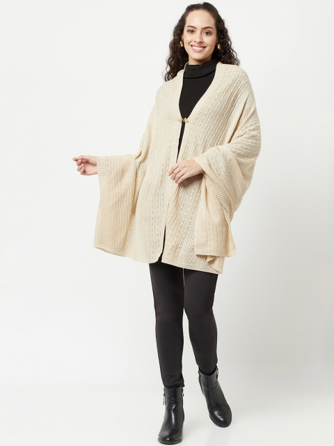 

Knitstudio Women Beige Solid Knitted Shawl