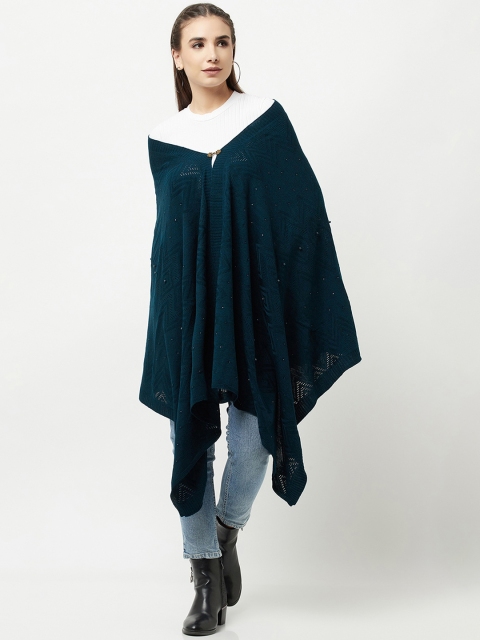 

Knitstudio Women Teal Solid Knitted Shawl