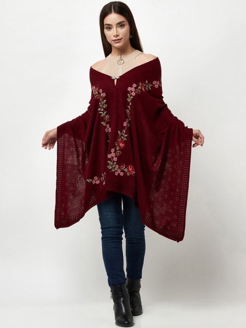 

Knitstudio Women Maroon Printed Knitted Shawl