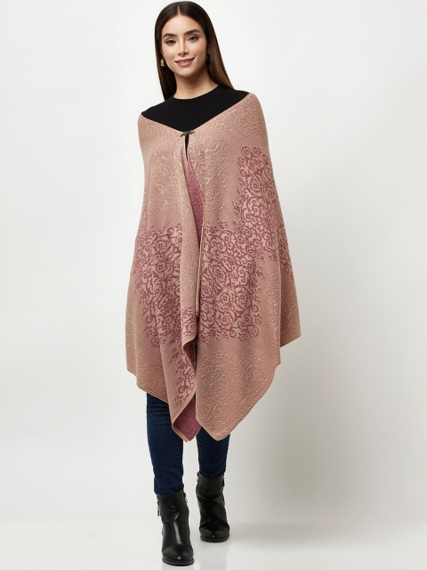 

Knitstudio Women Rose Pink Printed Knitted Shawl