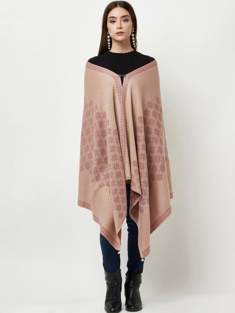 

Knitstudio Women Pink Woven Design Woolen Shawl