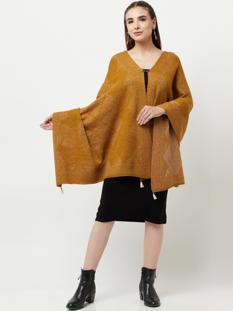 

Knitstudio Women Mustard Solid Knitted Shawl