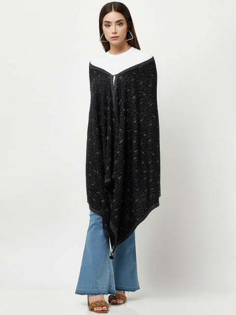 

Knitstudio Women Black Paisley Knitted Shawl