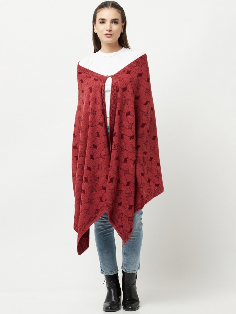 

Knitstudio Women Red Woven-Design Shawl